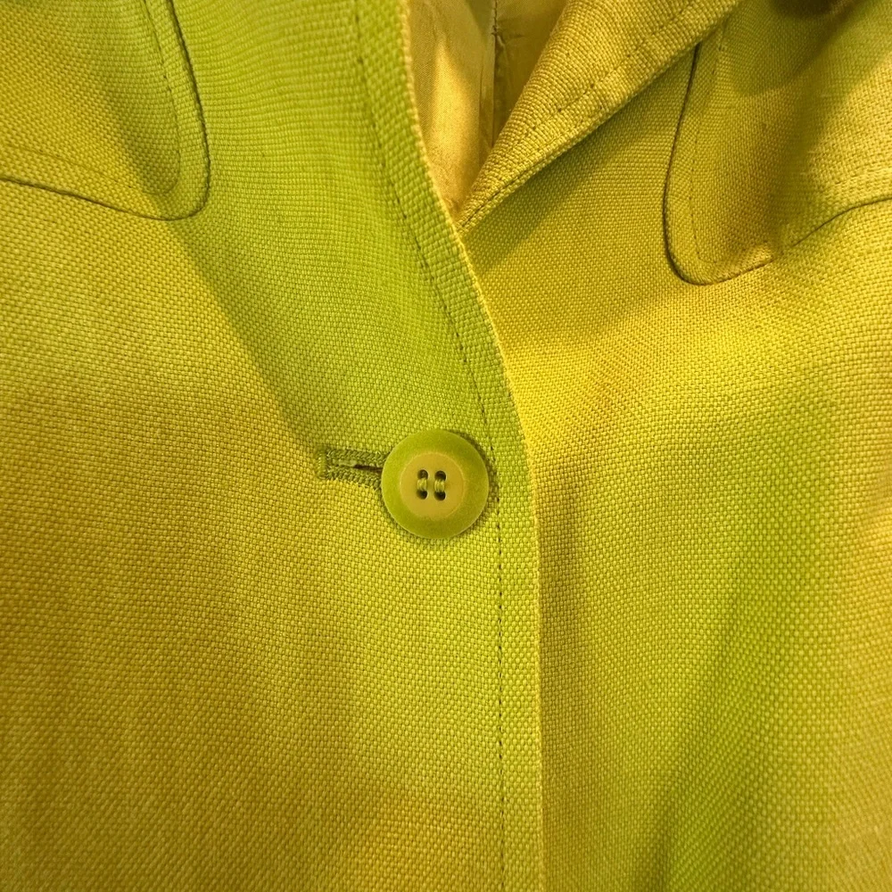 Dana Buchman Like New Neiman Marcus Linen Citron Yellow Green Women's Jacket VTG - Picture 3 of 13